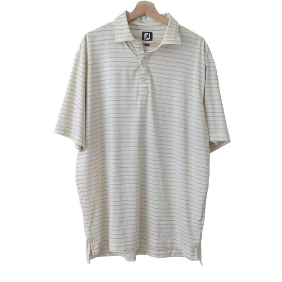 FootJoy Men's Golf Shirt Triple Pinstripe Lisle Collar Performance Golfing XL - Picture 2 of 8